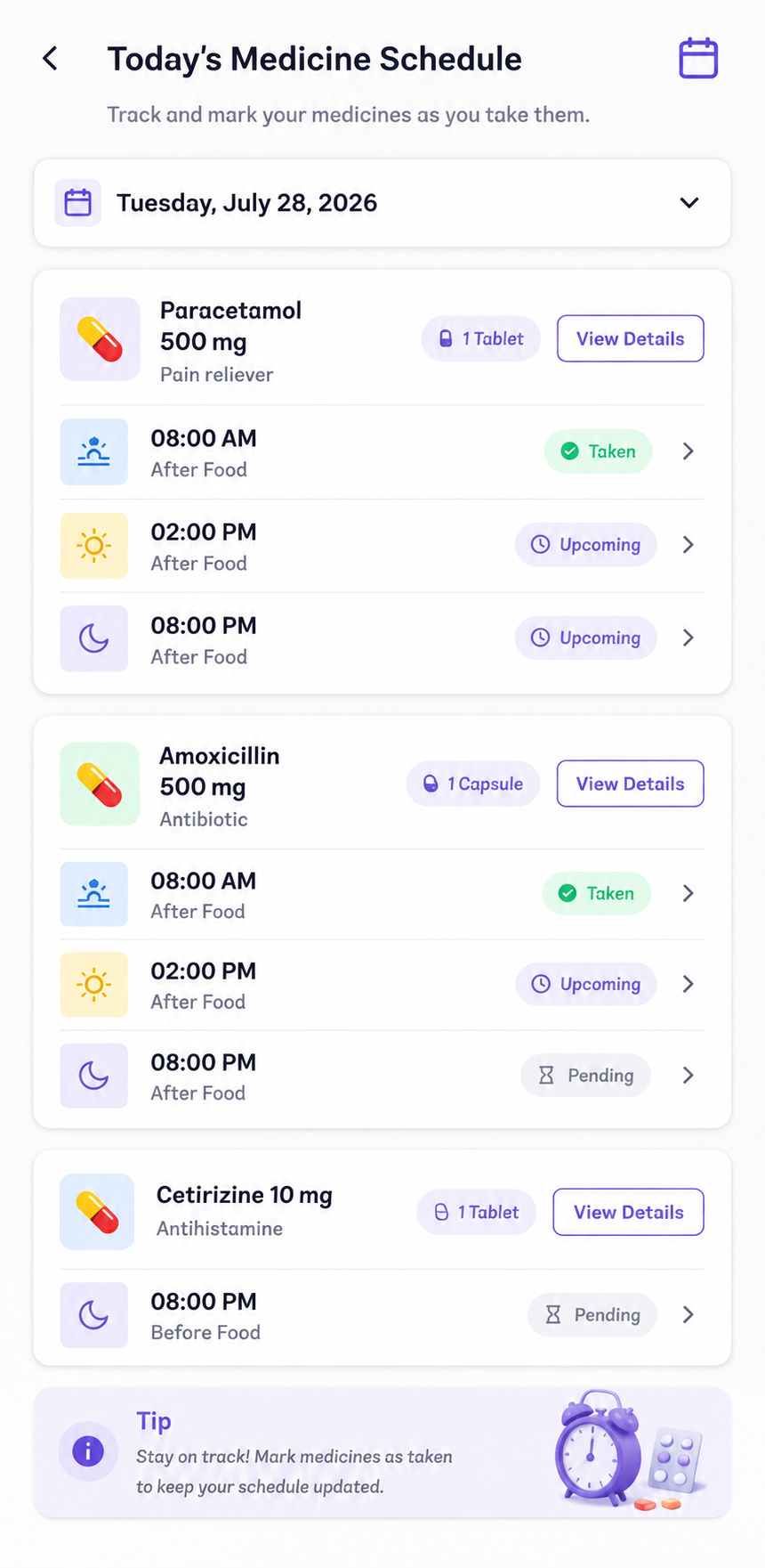 Medicine Schedule Screen