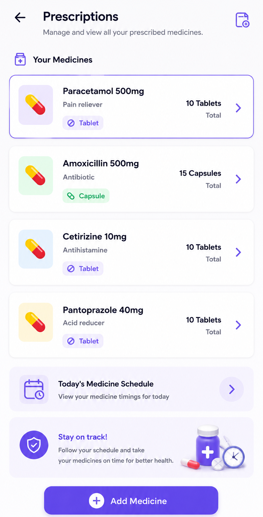 Prescription Screen